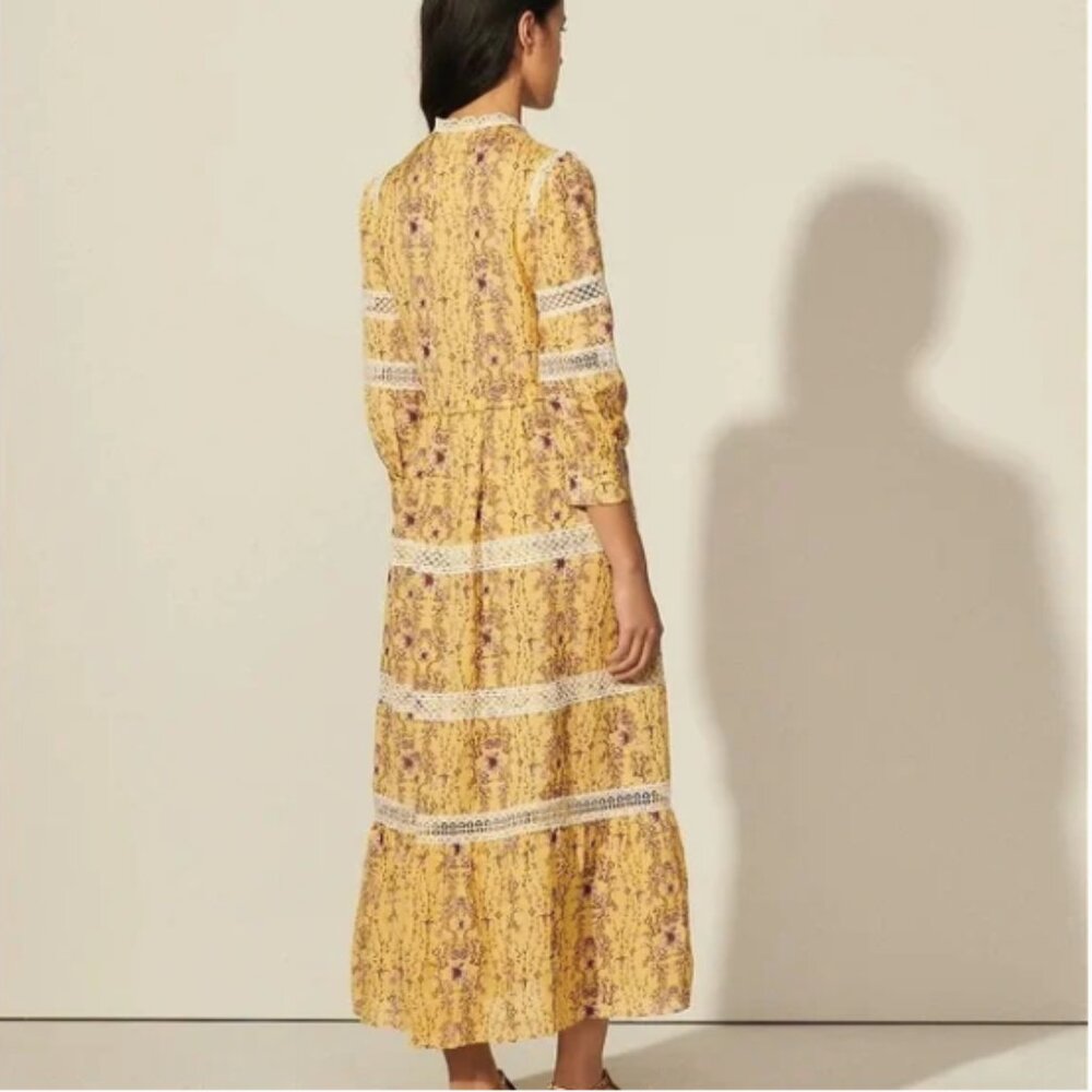 Sandro floral maxi dress with lace trim - Picture 3 of 9